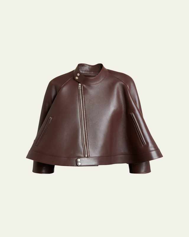Leather Cape Trapeze Jacket